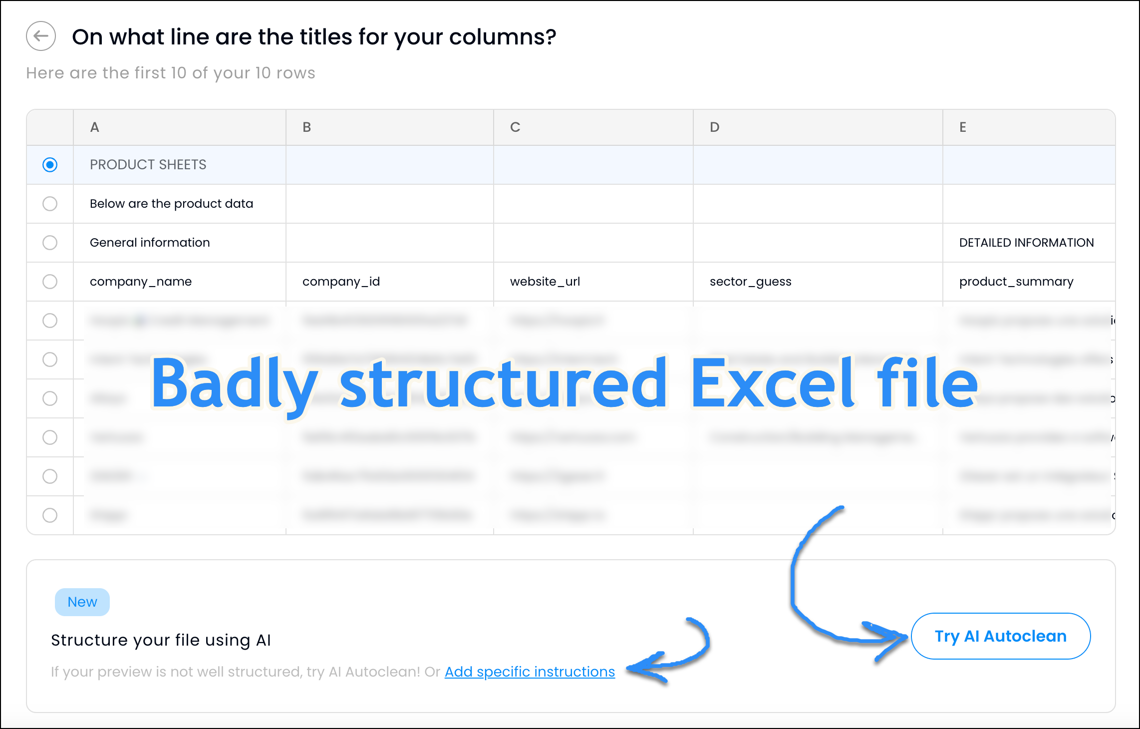 Autoclean — AI detects and removes noise from badly structured files